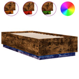 Bed Frame with LED without Mattress Smoked Oak 90x200 cm 3209636