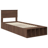 Bed Frame with Shelf Brown Oak 90 x 190 cm Engineered Wood 3408409