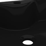 Ceramic Bathroom Sink Basin with Faucet Hole Black Square 141937