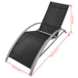 Sun Lounger Black Powder-Coated Aluminium Adjustable Foldable 42160