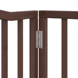 Dog Gate with Door Foldable 6 Panels Brown 480 cm Poplar Wood 3155637