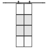 Sliding Door with Hardware Set Black 76x205 cm Tempered Glass 3375892