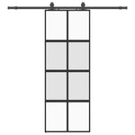 Sliding Door with Hardware Set Black 76x205 cm Tempered Glass 3375892