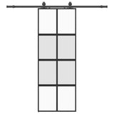 Sliding Door with Hardware Set Black 76x205 cm Tempered Glass 3375892