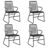 5 Piece Garden Dining Set Black PVC Rattan 3060269
