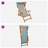 Deck Chair 2 pcs 3 Position Solid Eucalyptus Wood Multicolour 3407810