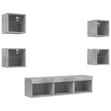 7 Piece TV Wall Units with LED Concrete Grey Engineered Wood 3216586