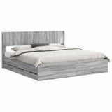 Bed Frame with Storage and Headboard Grey Sonoma 200 x 200 cm 3414280