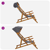 Deck Chair 2 pcs 3 Position Solid Eucalyptus Wood Grey 3407809