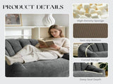 2 Seater Plush Bean Bag Sofa, Gray Shiny Silver Speck Oversized Lazy Couch, High Density Sponge T5592P539594
