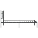 Metal Bed Frame without Mattress with Headboard Black 75x190cm 355551