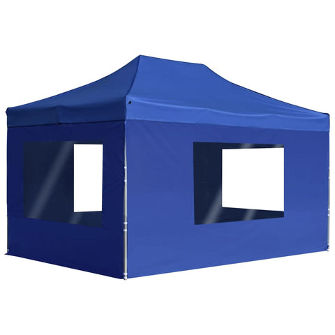 Professional Folding Party Tent with Walls Aluminium 4.5x3 m Blue 45497