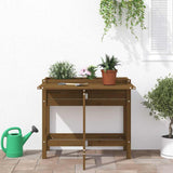 Garden Planter with Folding Tabletop Honey Brown Solid Wood Pine 825124