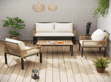 Garden lounge set, garden furniture set with comfortable cushions, double sofa, 2 armchairs and N606P239503A
