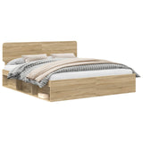 Bed Frame with Headboard Sonoma 180 x 200 cm Solid Pine Wood 3412044