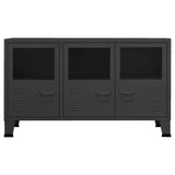 Industrial Sideboard Black 105x35x62 cm Metal and Glass 339608
