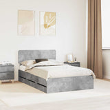 Bed Frame Concrete Grey 135 x 190 cm Engineered Wood 3412195