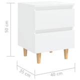 Bed Cabinet with Solid Pinewood Legs White 40x35x50 cm 805851