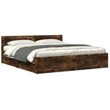 Bed Frame with Headboard without Mattress Smoked Oak 180x200 cm Super King 3295545