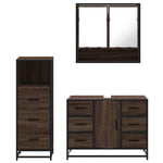 3 Piece Bathroom Furniture Set Brown Oak Engineered Wood 3301054