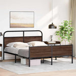 Metal Bed Frame without Mattress Brown Oak 160x200 cm 3318709