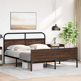 Metal Bed Frame without Mattress Brown Oak 160x200 cm 3318709