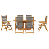 Garden Dining Set Folding 7 pcs Grey Solid Acacia Wood 3375739