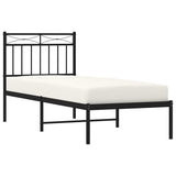 Metal Bed Frame without Mattress with Headboard Black 75x190cm 373681