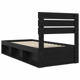 Bed Frame with Headboard Black 90 x 190 cm Solid Pine Wood 3411464