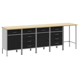 Work Cabinet Set with Drawer with Storage 5 pcs Black and Grey 3321394