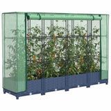 Raised Bed with Greenhouse Cover Rattan Look 160x40x123 cm 4015826
