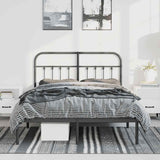 Metal Bed Frame without Mattress with Headboard Black 150x200cm 352580