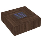 ZNTS Coffee Table with Infinity LED Brown Oak 100x100x40 cm 3284048