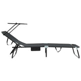 Folding Sun Lounger Folding Black 190 x 57 x 81 cm Oxford 42003129