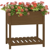 Planter with Shelf Honey Brown 82.5x54x81 cm Solid Wood Pine 823783