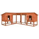 Outdoor Rabbit Hutch with Run Brown Solid Fir Wood 170872