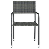 Garden Dining Set Table Black, Chair Grey PE Rattan, Steel, Glass 3099583