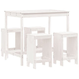 5 Piece Garden Bar Set White Solid Wood Pine 3157746