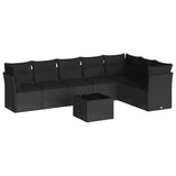 ZNTS 8 Piece Garden Sofa Set with Cushions Black Poly Rattan 3217745