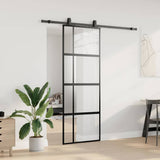 Sliding Door with Hardware Set Black 76x205 cm Tempered Glass 3375898