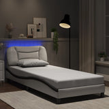 Bed Frame with LED without Mattress "Hvar" White and Black 90x200 cm 3213912