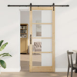Sliding Door Natural and Black 83 x 211 cm 3332391