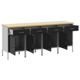 Work Cabinet with Drawer 4 pcs Black and Grey 200 x 55 x 85 cm 3321384