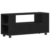 TV Cabinet with Wheels Black Oak 102x34.5x43 cm Engineered Wood 862479