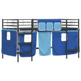 Kids'Loft Bed Frame with Curtains Black and Blue 90 x 200 cm 42020797