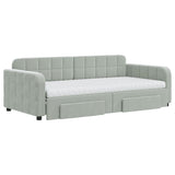 Daybed with Trundle and Drawers Light Grey 90x190 cm Velvet 3197025