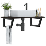 Basin Shelf Wall Mounted Steel and Solid Wood Oak 3302623