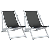 Beach Chair Set of 2 Black Aluminium, Textilene Compact 360168