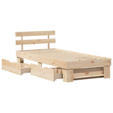 Bed Frame with Headboard Natural 90 x 200 cm Solid Pine Wood 872542