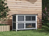 Double Decker Rabbit Hutch 2 Tier Guinea Pig House Pet Cage Outdoor with Sliding-out Tray, 100 47 T3398P350039